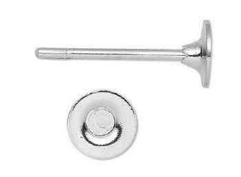 50, 4mm Silver Flat Pad Earring Post