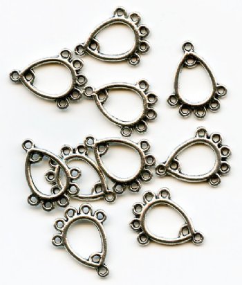 5 Pairs of 12x9mm Antique Silver 6 Loop Drop Earrings