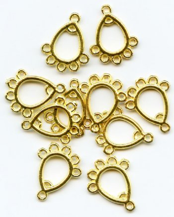 5 Pairs of 12x9mm Bright Gold 6 Loop Drop Earrings