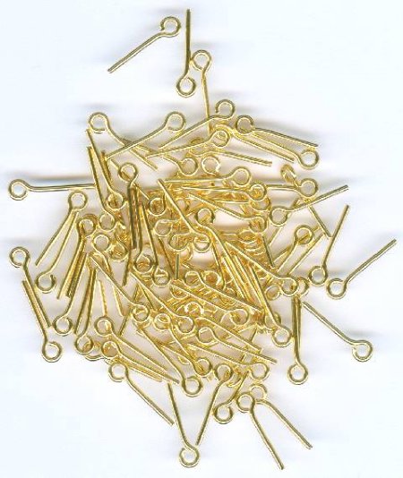 100 12mm 20ga Bright Gold Eye Pins
