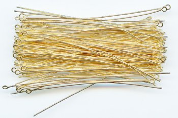 100, 3 Inch 20ga Bright Gold Eye Pins