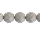 25 10mm Faceted Round Opaque Grey Glass Beads