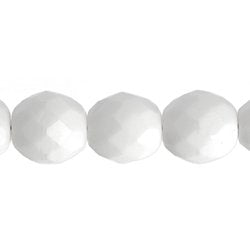 25 10mm Faceted Round Opaque White Glass Beads