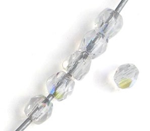 100 2mm Crystal AB Faceted Glass Beads