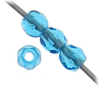 100, 2mm Transparent Dark Aqua Faceted Glass Beads