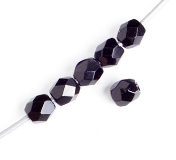 100 3mm Jet Faceted Glass Beads