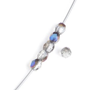 100 3mm Crystal Azuro Faceted Glass Beads