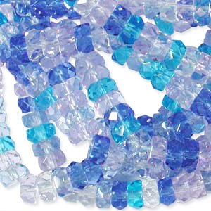 50 3x6mm Faceted Rondelle Beads - Caribbean Blue Mix