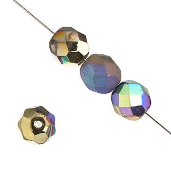 100 4mm Crystal Glitter Amber Shine Faceted Firepolish Beads