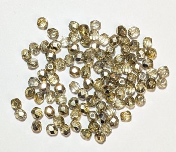 100 4mm Faceted Half Coated Light Gold Crystal Beads