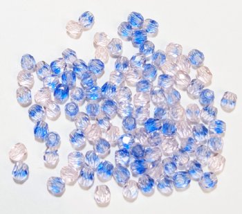 100 4mm Faceted Two Tone Light Pink and Sapphire Firepolished Beads