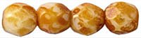 100 4mm Faceted Opaque White Picasso Firepolish Beads
