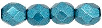 100 4mm Faceted Saturated Metallic Quetzal Green Firepolish Beads