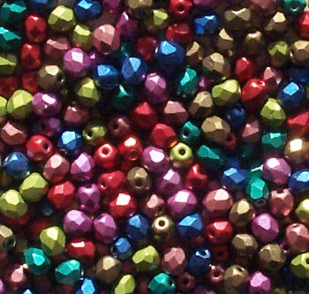 100 4mm Mixed Faceted Saturated Metallic Firepolish Beads