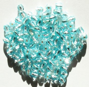 100 4mm Faceted Silverlined Aqua Firepolish Beads