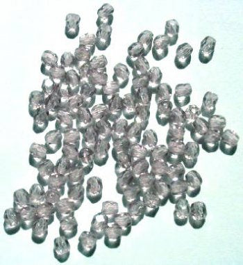 100, 4mm Transparent Black Diamond Czech Faceted Firepolish Beads
