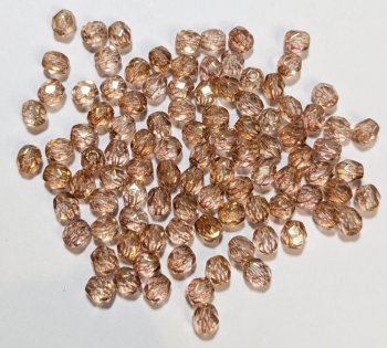 100 4mm Faceted Transparent Crystal Red Lustre Firepolish Beads
