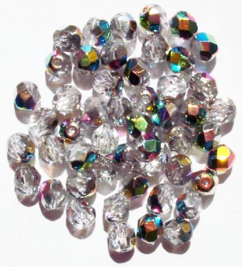 50 6mm Faceted Crystal Vitrail Firepolish Beads