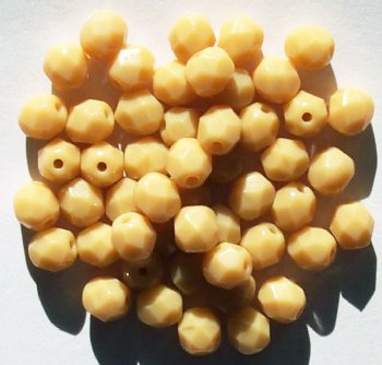 50 6mm Faceted Opaque Ivory Firepolish Beads