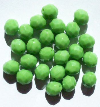 25 8mm Faceted Opaque Medium Green Firepolish Beads