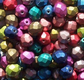 25 8mm Mixed Saturated Metallic Faceted Beads