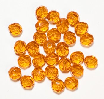 25 8mm Faceted Burnt Pumpkin Orange Firepolish Beads