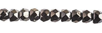 40, 6mm Jet Chrome Faceted Czech Glass Hill Beads