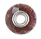 1 8x14mm Faceted Pandora Style Smoky Amethyst Glass Bead