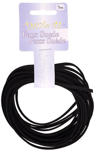 5m of 2.7mm Black Faux Suede Lacing
