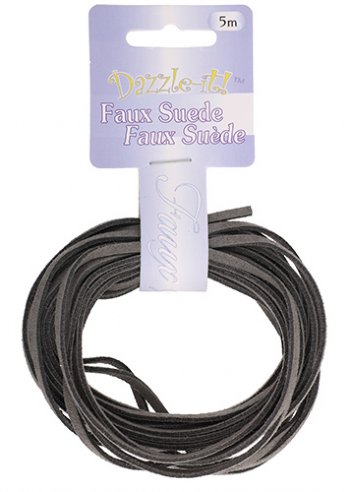5m of 2.7mm Silver / Grey Faux Suede Lacing