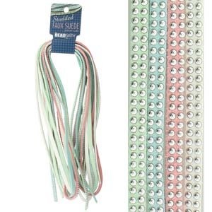 8m of 5mm Studded Faux Suede Lacing - Pastel Mix