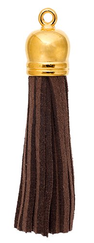 Pack of 4, 5.5cm Brown and Gold Faux Suede Tassels