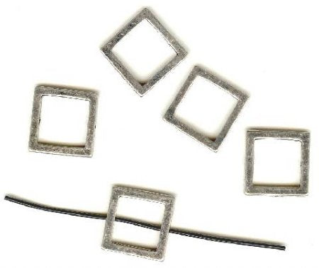 5 15x5mm Antique Silver Square Frames