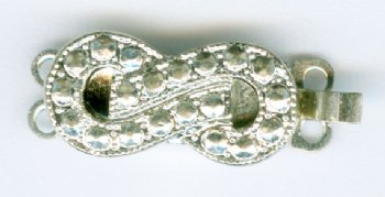 1, 16x8mm 2-Strand Rhodium Figure Eight Box Clasp