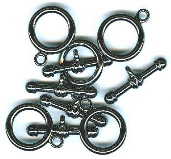 5 Sets 17mm Ringed Bar Gunmetal Toggles