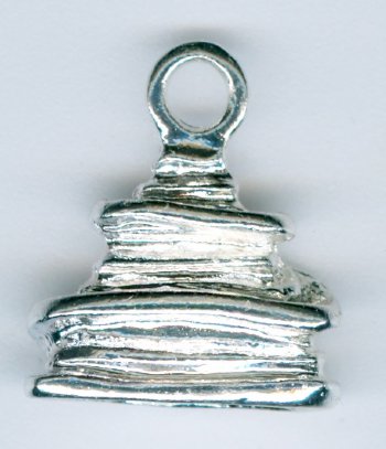 2 17x16x8mm Bright Silver Wrapped Zinc Alloy End Caps with Loop