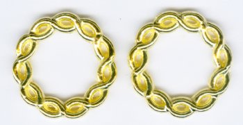 2 20mm Round Braided Bright Gold Linking Rings