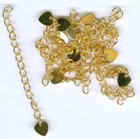 10 2 Inch Gold Plate Necklace Extenders With Heart