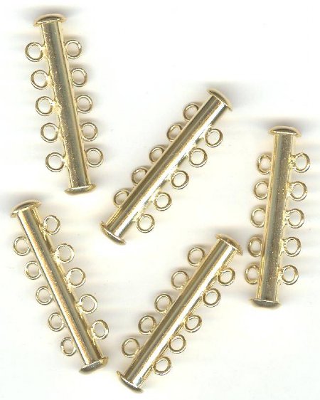 5 sets of 31x10mm Gold Plate 5-Strand Tube Clasps
