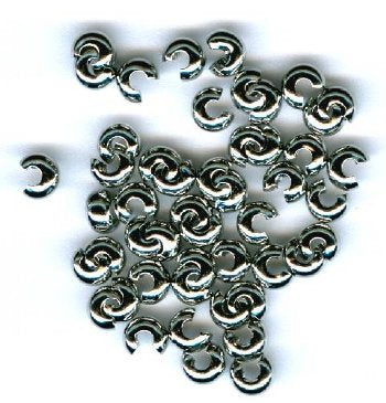 100 3mm Rhodium Crimp Covers
