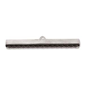 8, 40x7mm Silver Plated Smooth Ribbon Crimp Ends
