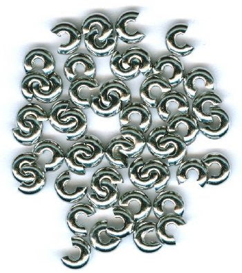 100 4mm Rhodium Crimp Covers