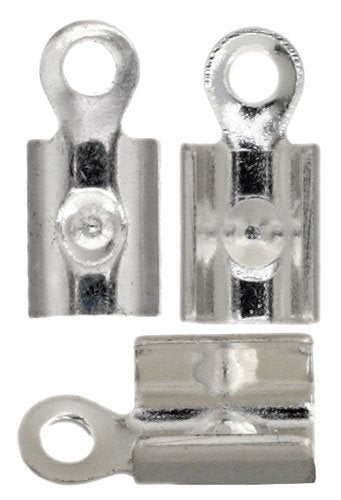 50 7x3mm Small Silver Foldover Crimp Ends