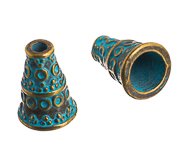 10, 10x8mm Brass Patina Carved End Cones / Caps