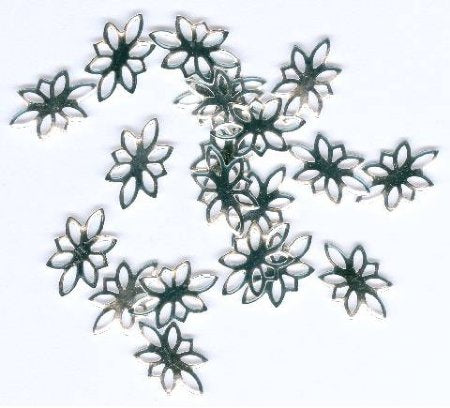 20 14x9mm Bright Silver Floral Links