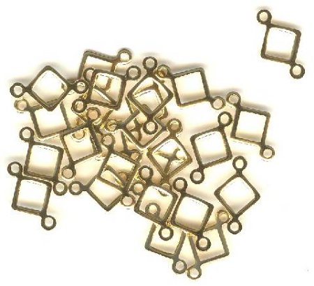 25 15x9mm Diamond Shaped Gold Plate Links