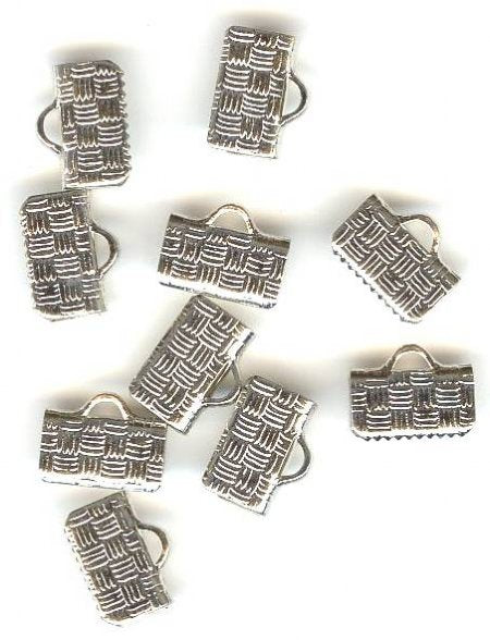 10 10x7mm Textured Nickel Ribbon Ends