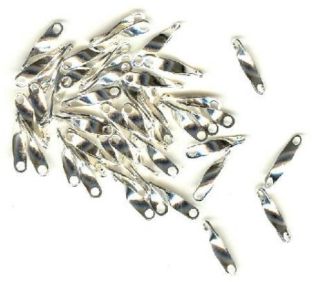 50 11x3mm Twisted Silver Plated Link Bars