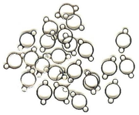 25 11x7mm Round Silver Plate Links