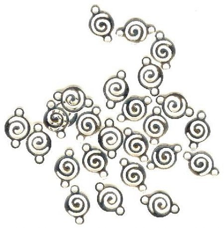 25 11x7mm Silver Plate Swirl Links